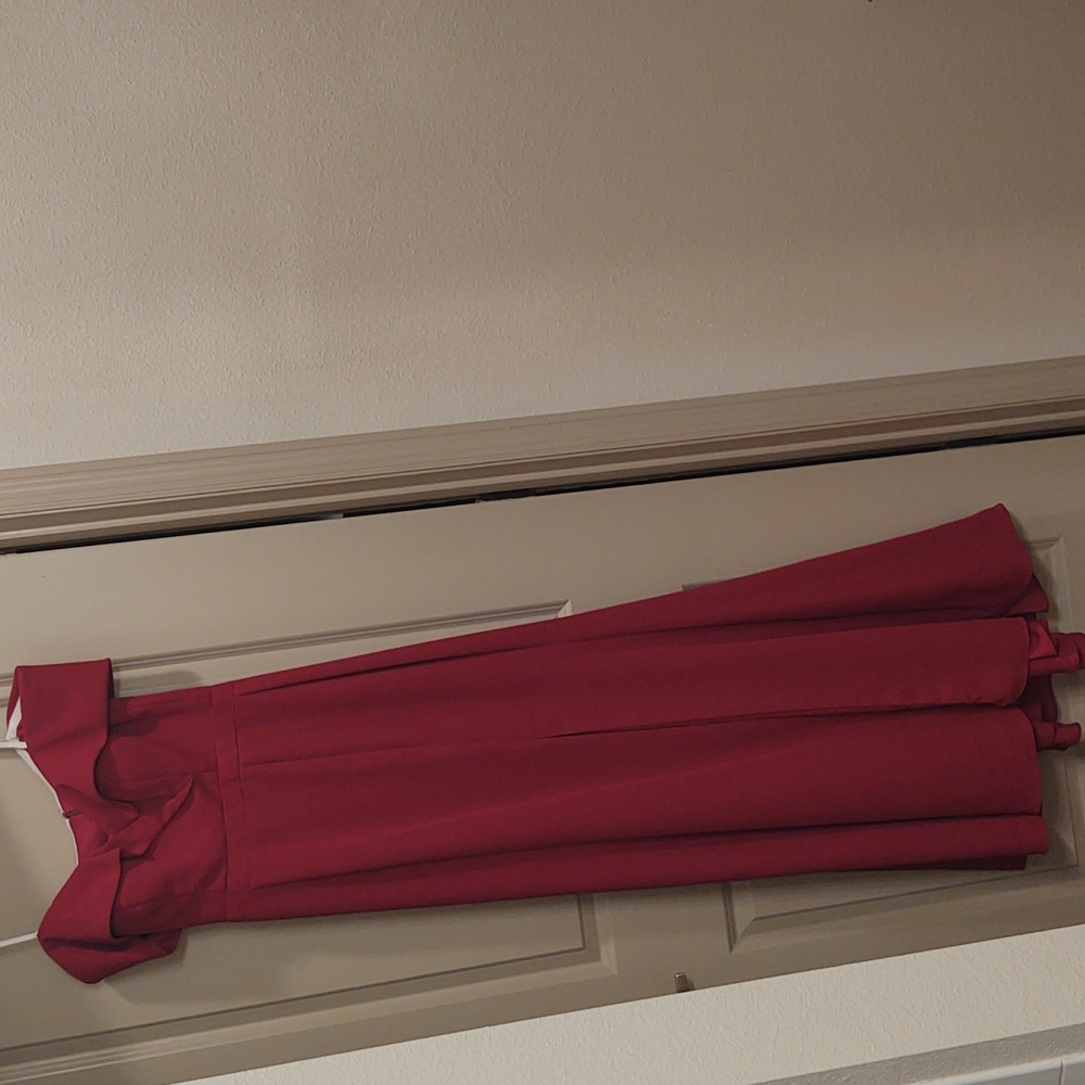 Xscape magenta off the shoulder dress with side slit - Picture 2 of 9